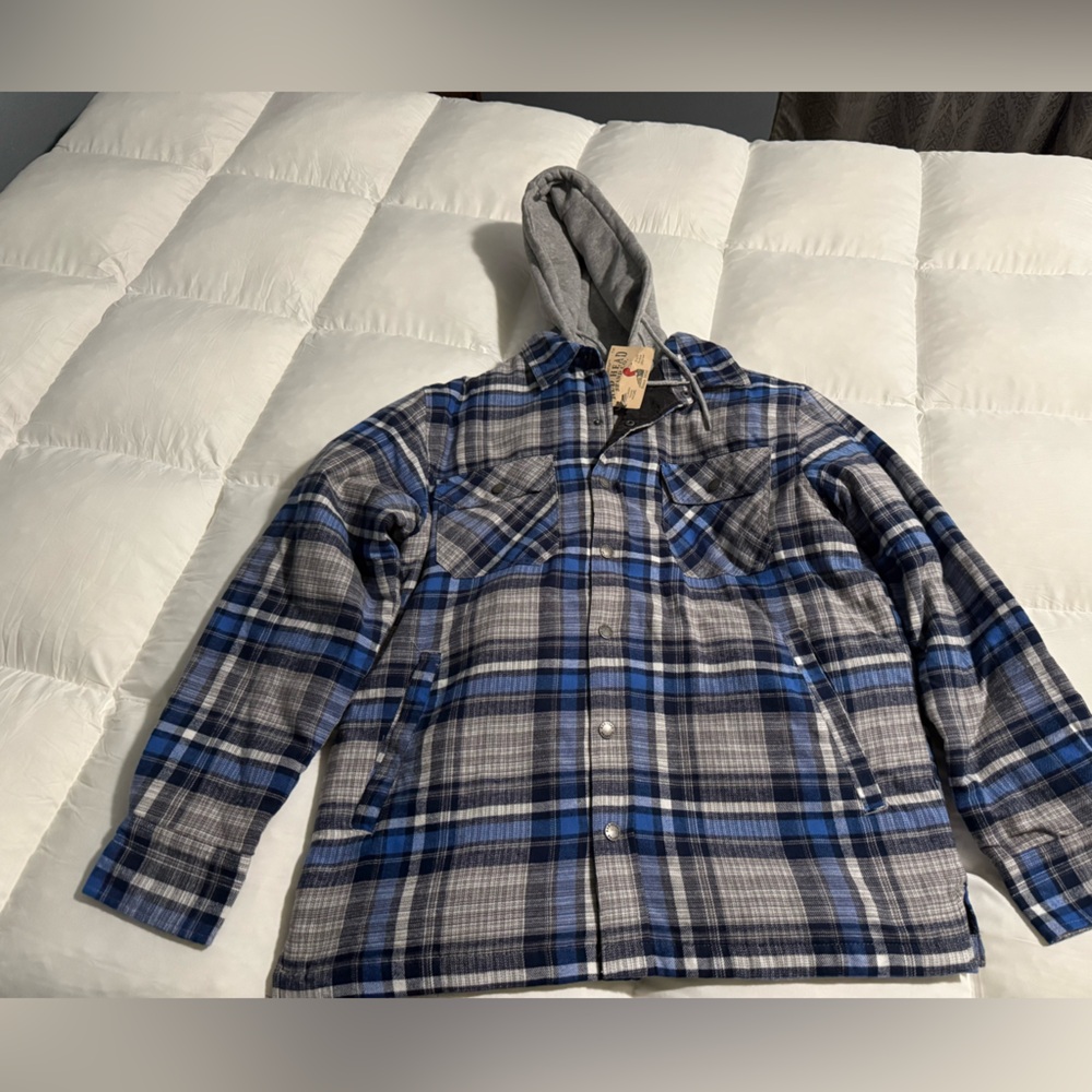 RedHead Blue and Gray Plaid Shirt Jacket